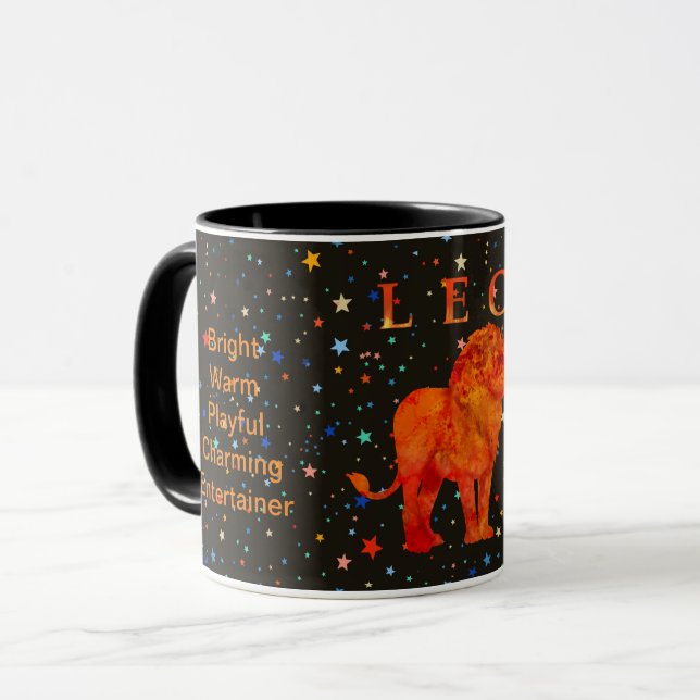 Caneca Zoíaco moderno Leo traços personalizados Mug (Frente Esquerda)
