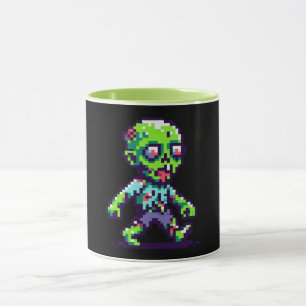 Caneca Zombie Halloween engraçado de 8 bits