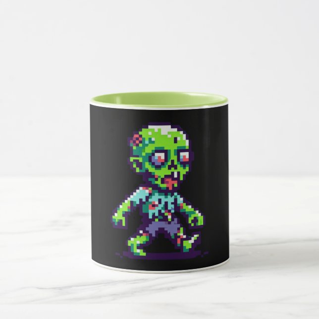 Caneca Zombie Halloween engraçado de 8 bits (Centro)