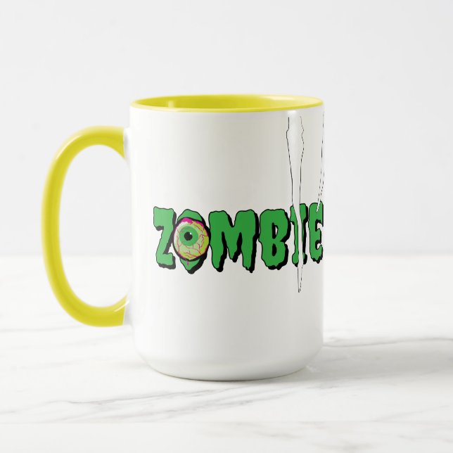 Caneca Zombie Halloween, Zombie, Engraçado e Divertido (Esquerda)