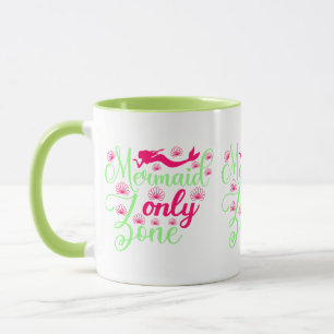 Caneca Zona Somente Sereia de Rosa Quente e Neon Verde