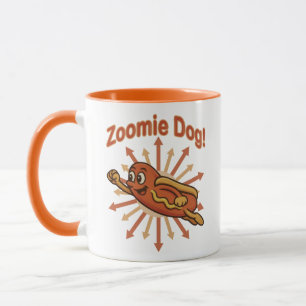 Caneca Zoomie Cachorro Quente Voando - Retro Divertido