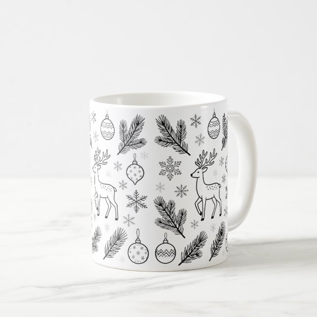 Canecas com ilustração de animais fofos de Natal (Frente Esquerda)