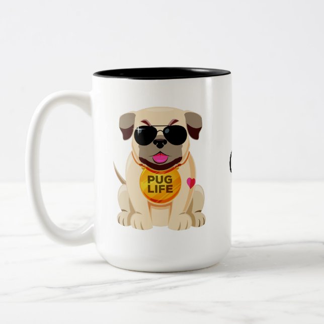 Canecas com nome personalizado Pug Life (Esquerda)