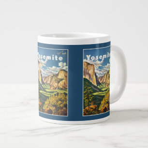 Canecas com pôsteres de viagem antigos de Yosemite