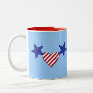 Canecas Coração Vermelho Branco Azul Estrelas e Li