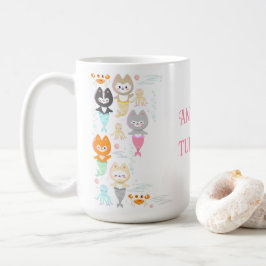 Canecas de aniversário com tema náutico com gatinh