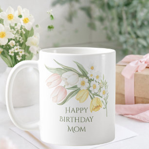 Canecas de Aniversário Florais Tulipas Rosa Pastel