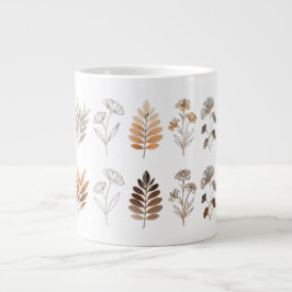 Canecas de arte de linha botânica