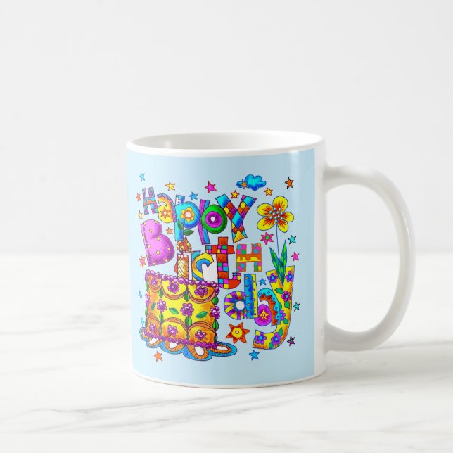 Canecas de bolo de aniversário feliz (Direita)