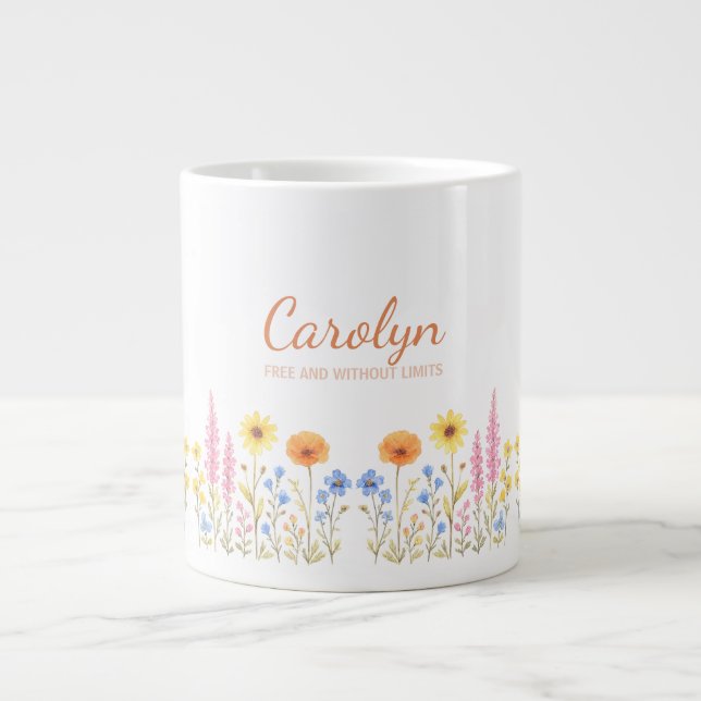 Canecas de café Adicione Seu Nome, Lindas Flores S (Frente)