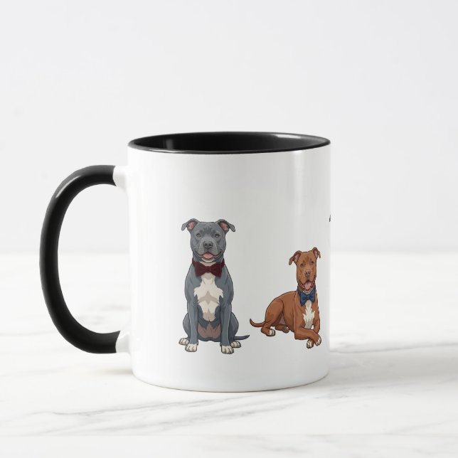 Canecas de Café com Laço de Cachorro Pit Bulls Ele (Esquerda)