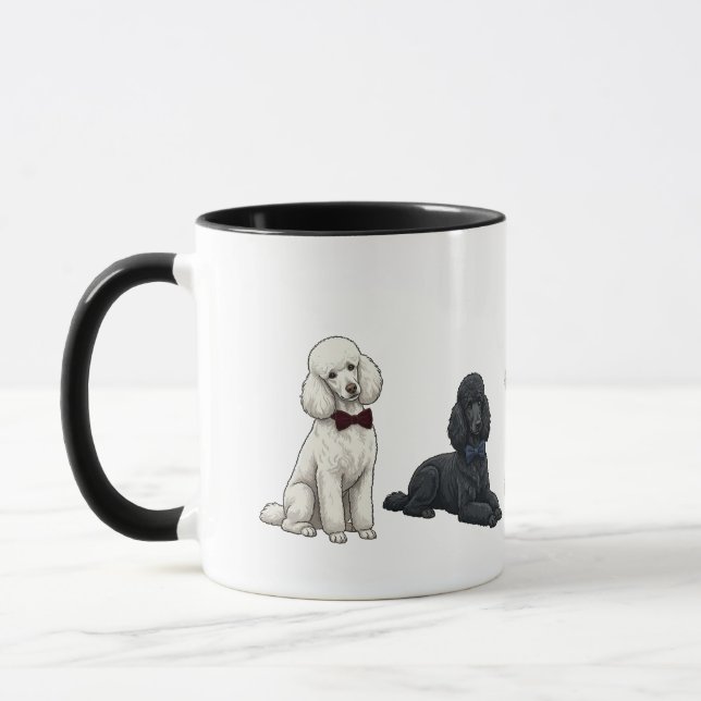 Canecas de café com laço para Poodles Standard Ele (Esquerda)