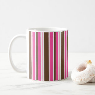 Canecas de Café com Listras Clássicas Marrom e Ros