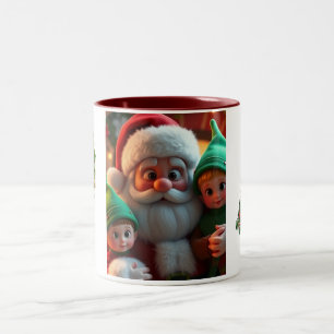 Canecas de café de Natal Papai Noel e seus elfos