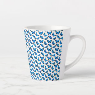 Canecas de Café Preto com Borboletas Azuis Iridesc