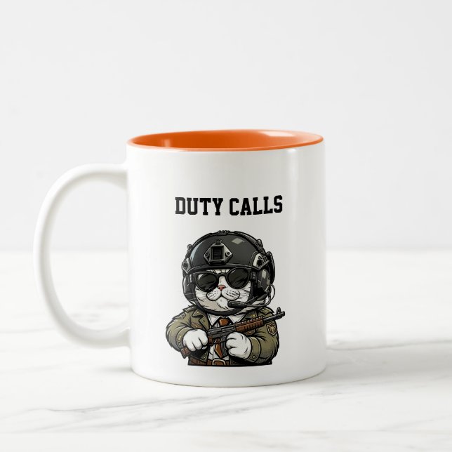 Canecas de Café Tipografia Divertida Gato Tático F (Esquerda)