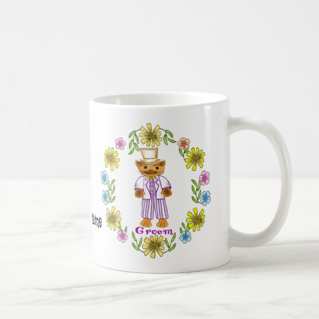 Canecas de casamento da noiva gata noivo (Direita)