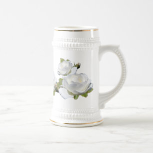 Canecas de cerveja elegantes dos rosas brancos
