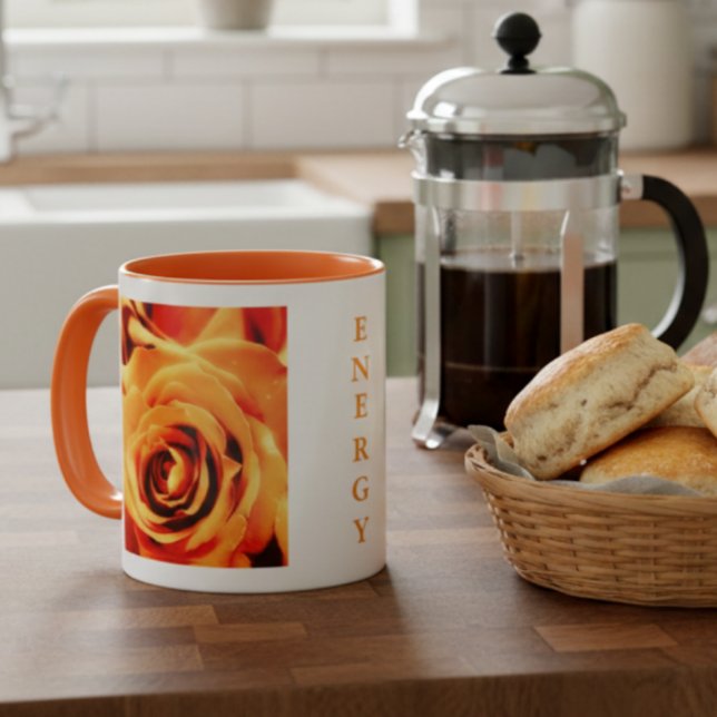 Canecas de duas cores com rosas amarelas energétic (Yellow Roses Mug)