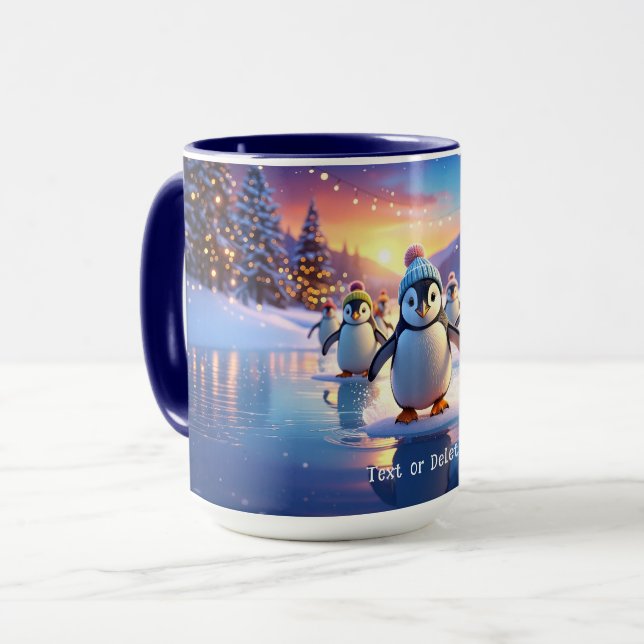 Canecas De Férias De Pinguins Fofos Com Chapéus De (Frente Esquerda)