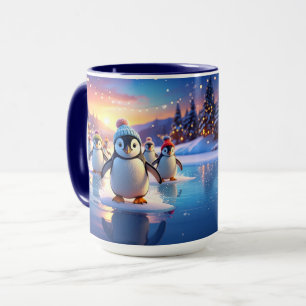 Canecas De Férias De Pinguins Fofos Com Chapéus De
