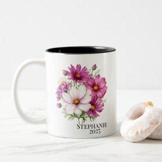 Canecas de flores de nascimento personalizadas de