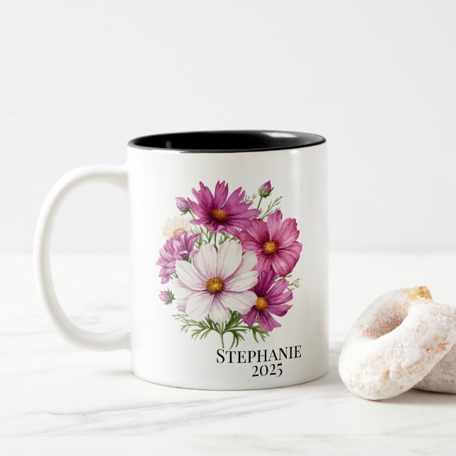 Canecas de flores de nascimento personalizadas de  (Com Donut)