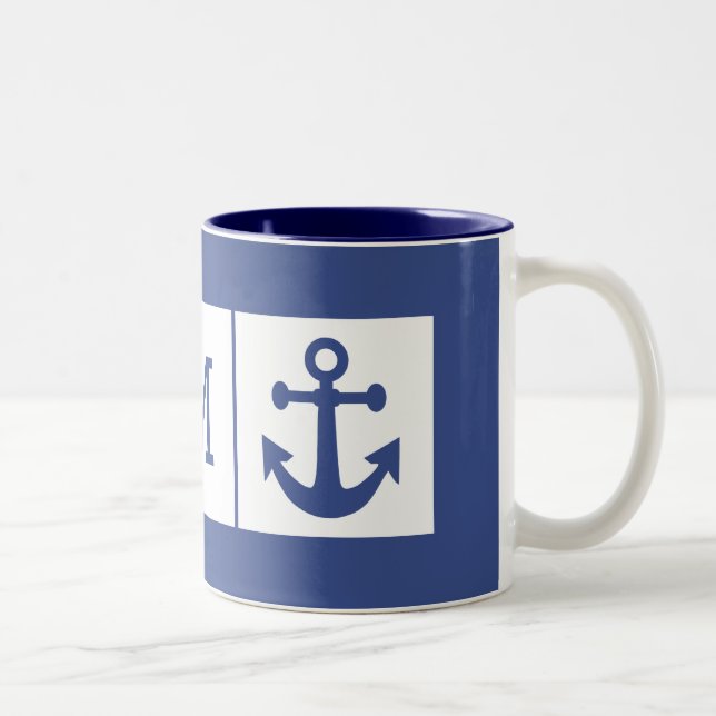 Canecas de monograma personalizadas de Âncora Náut (Direita)