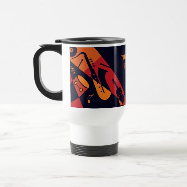 Canecas de música abstrata com texto personalizado (Esquerda)