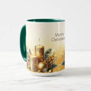 Canecas De Natal Com Velas Douradas Festa