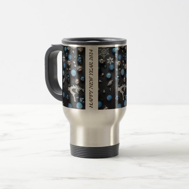canecas de viagem Feliz ano novo (Frente Esquerda)