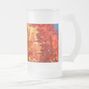 Canecas de Vidro Fosco Folhas de Outono Laranja
