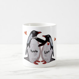 Canecas do casal do amor do pinguim