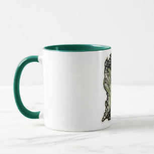 Canecas estilo bordado verde estética botânica