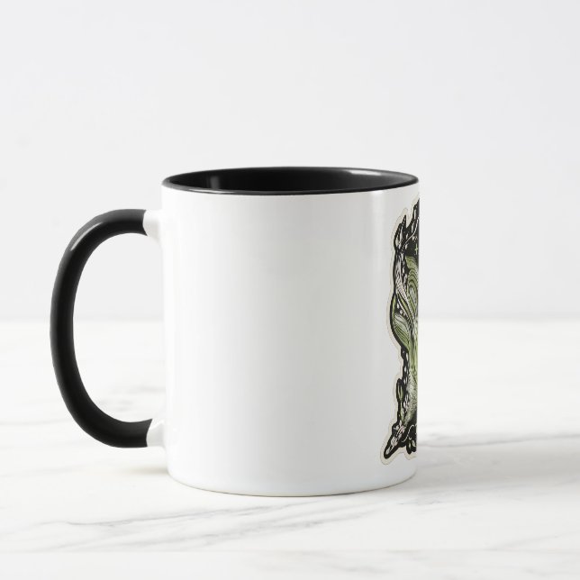 Canecas estilo bordado verde estética botânica (Esquerda)