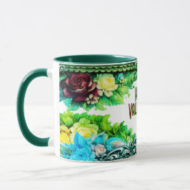 Canecas Florais do Dia dos Namorados com Texto Per