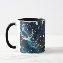 Canecas – Lua Fase Celestial Azul Gélido Luxo Café