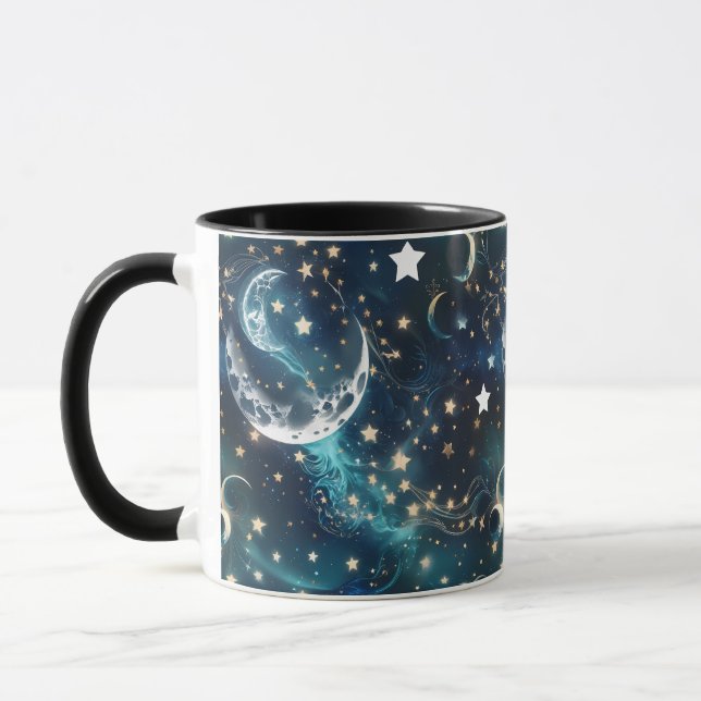 Canecas – Lua Fase Celestial Azul Gélido Luxo Café (Esquerda)