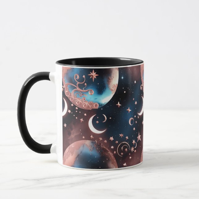 Canecas – Lua Fase Celestial Ouro Rosa Luxo Café (Esquerda)