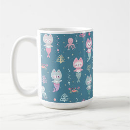 Canecas Náuticas decoradas com gatinhos sereias fo
