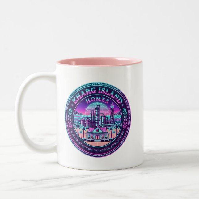 Canecas Vaporwave Casas na Ilha de Kharg Irã (Esquerda)