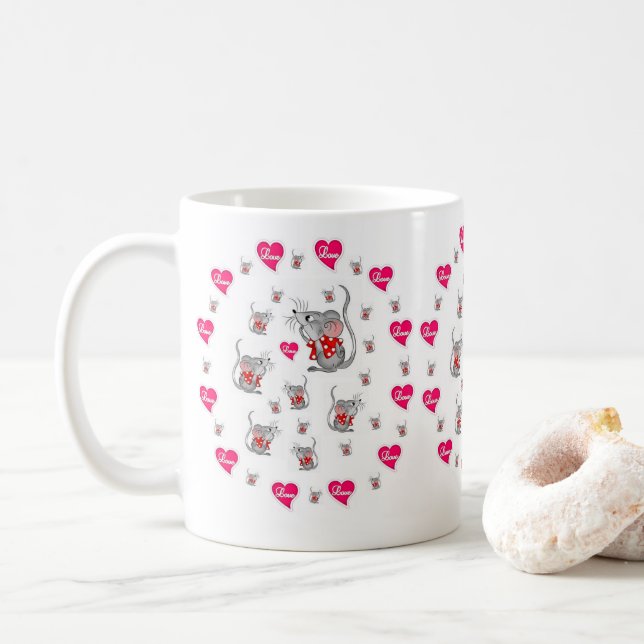 Canecas Vintage Dia dos Namorados Ratos (Com Donut)