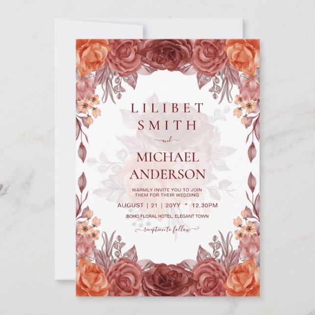 Canela Terracota FLORAL Botânica CASAMENTO (Frente)