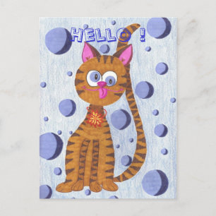 Canelle, o gato "Olá!" cartão postal