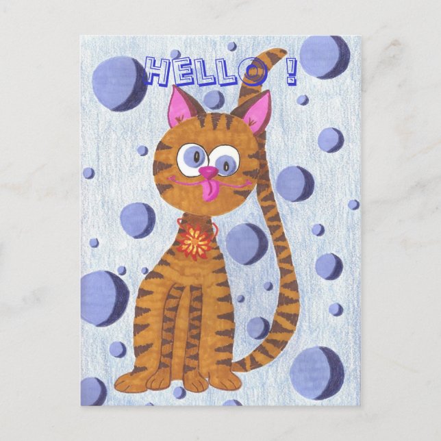 Canelle, o gato "Olá!" cartão postal (Frente)