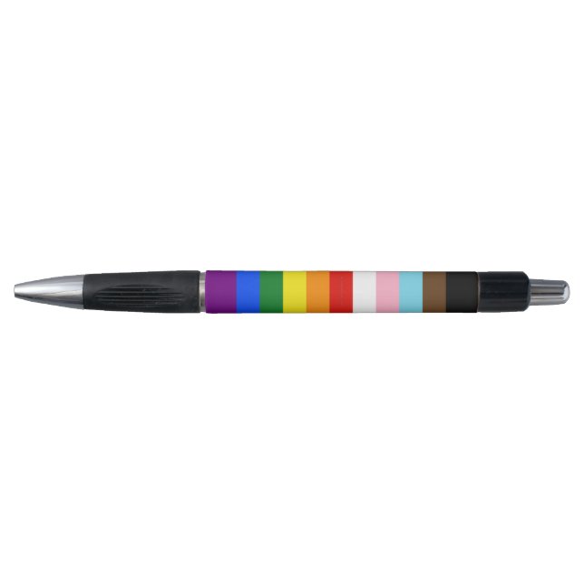 Caneta A bandeira do orgulho de onze listras da SlipperyJ (Frente)