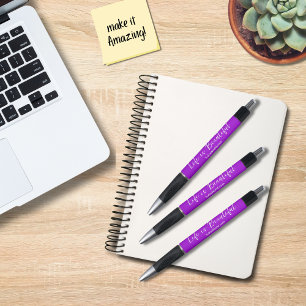 Caneta A vida é um belo slogan comercial roxo