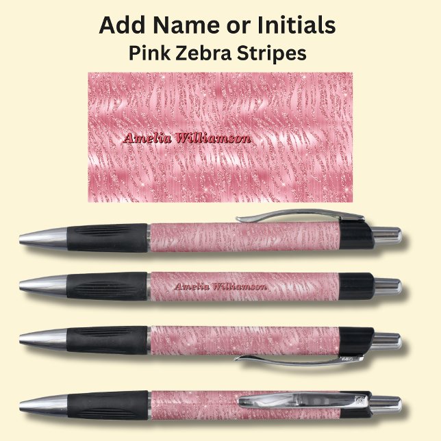 Caneta Adicionar Nome, Listras de Zebra Rosa (Criador carregado)