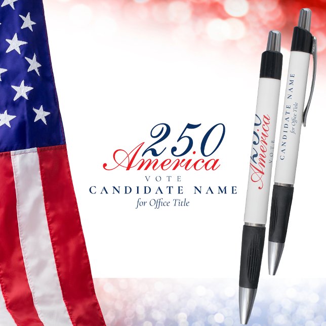 Caneta America 250 Semiquincentennial Patriotic Custom (America 250 Semiquincentennial Patriotic Custom Keepsake for Campaign donors volunteers staff Pen)
